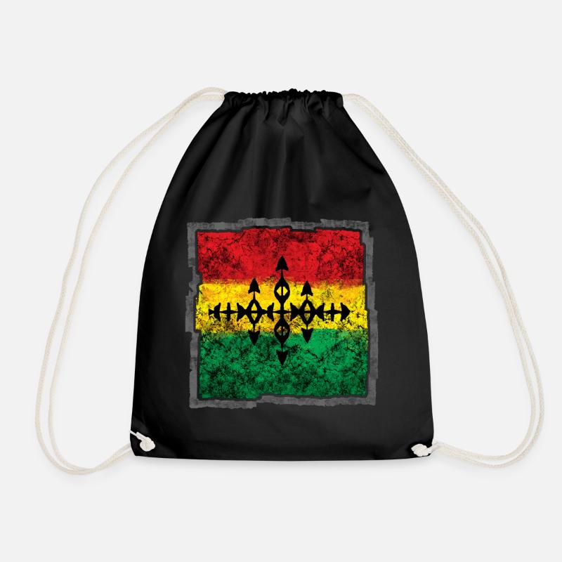 Abstract Reggae Coloring Cross - Drawstring Bag - black