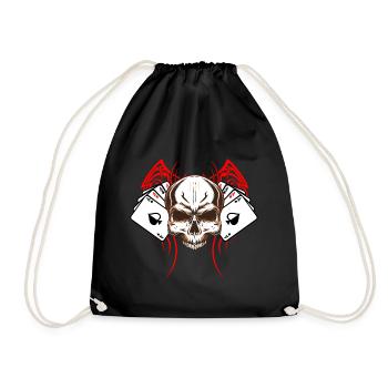 Skull Gambler Texas Hold'em Casino Totenkopf Poker - Turnbeutel - Schwarz - Vorne