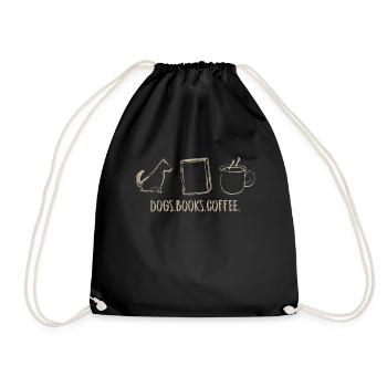 Chiens livres café animal animal cadeau cool - Sac de sport léger - noir - Devant
