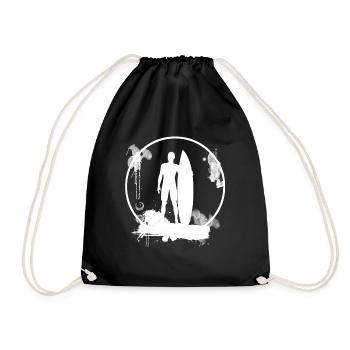 Surfen Cool Vintage Look - Turnbeutel - Schwarz - Vorne