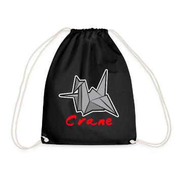 Grue en origami rouge - Sac de sport léger - noir - Devant