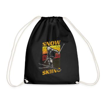 Retro Ski Geschenk - Turnbeutel - Schwarz - Vorne