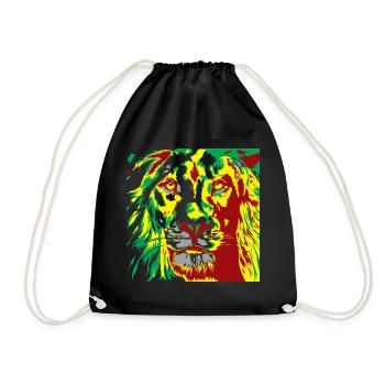 Lion in reggae color sprint - Drawstring Bag - black - Front