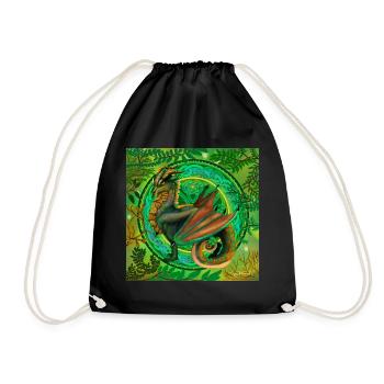Forest Green Dragon - Drawstring Bag - black - Front
