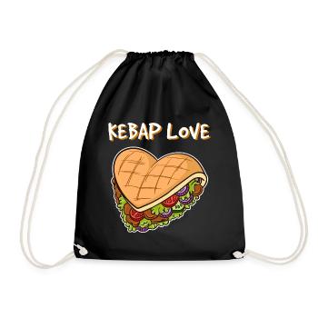 I love kebab heart kebab fast food burger hunger - Drawstring Bag - black - Front