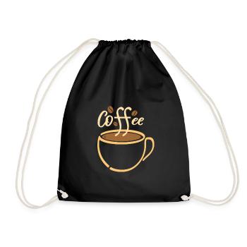 0257 café | Tasse | Lettrage | café en grains - Sac de sport léger - noir - Devant