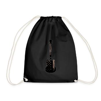 Guitar guitarist hard rock metal band rock n roll - Drawstring Bag - black - Front