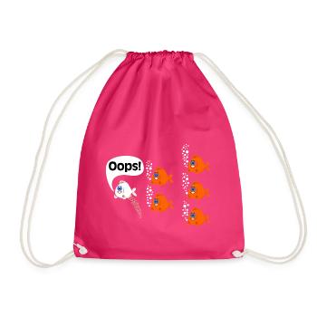 Furz Pupsen Oops Fisch Fart Blähungen Flatulenz - Turnbeutel - Fuchsia - Vorne