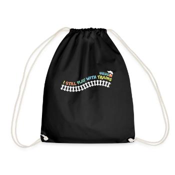 I still play with trains - Drawstring Bag - black - Front