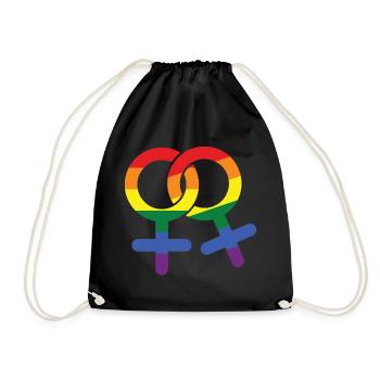 LGBT Lesbisch weiblich Geschenk Symbol - Turnbeutel - Schwarz - Vorne