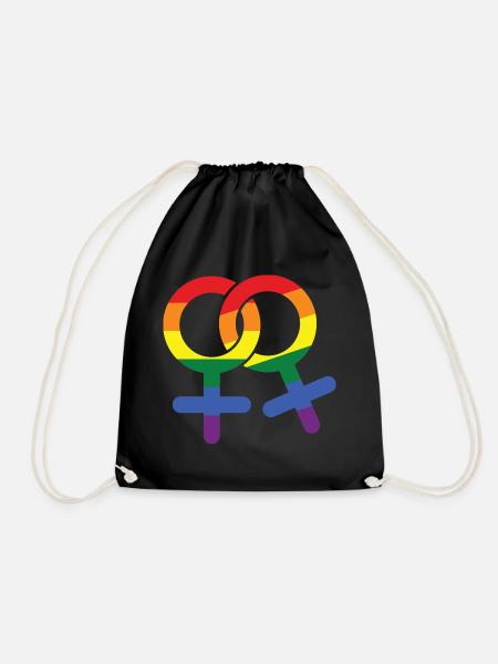 LGBT Lesbisch weiblich Geschenk Symbol - Turnbeutel - Schwarz