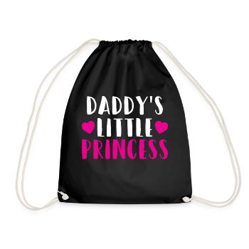 Dad's Little Princess Heart Daughter Gift - Drawstring Bag - black - Front