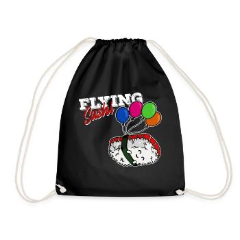 Running Sushi Flying Spruch Japan Essen Lustig - Turnbeutel - Schwarz - Vorne