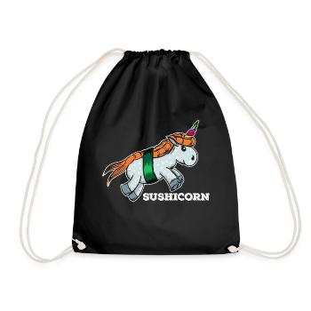 Sushi Einhorn Japan Essen Japanisch Lieblingsessen - Turnbeutel - Schwarz - Vorne