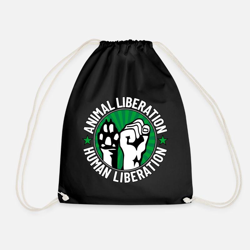 Animal LIberation - Human Liberation - Drawstring Bag - black