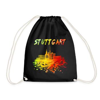 Stuttgart Skyline / Schwaben Stadt Schwarzwald - Turnbeutel - Schwarz - Vorne