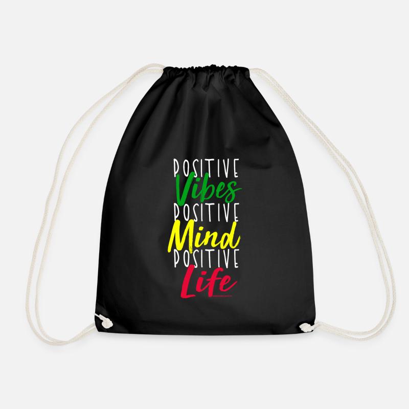 Positive Vibes Mindset Motif - Drawstring Bag - black
