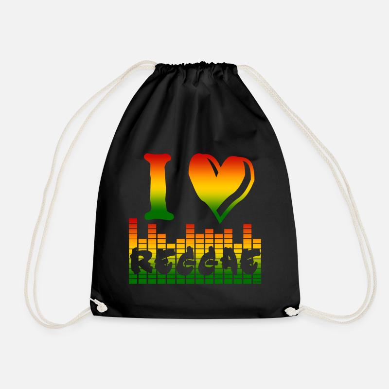 I Love Reggae Regenbogen - Turnbeutel - Schwarz