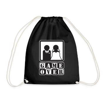 Junggesellenabschied Junggesellin Game Over Spruch - Turnbeutel - Schwarz - Vorne