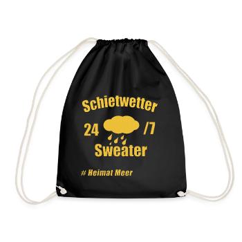 Schietwetter Meer Strand Heimat Nordsee Ostsee See - Turnbeutel - Schwarz - Vorne
