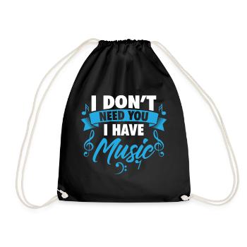 Music Gift Love Only thing I need - Drawstring Bag - black - Front