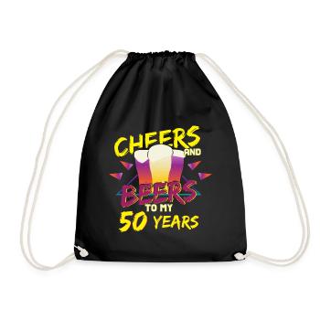 Bier 50. Geburtstag - Turnbeutel - Schwarz - Vorne
