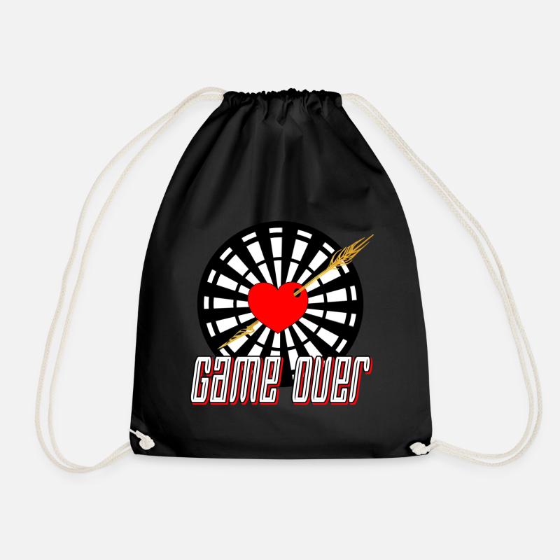 Dartscheibe mit Pfeil im Herz Game over - Turnbeutel - Schwarz