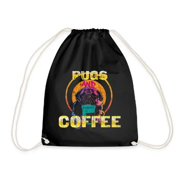 Pug coffee - Drawstring Bag - black - Front