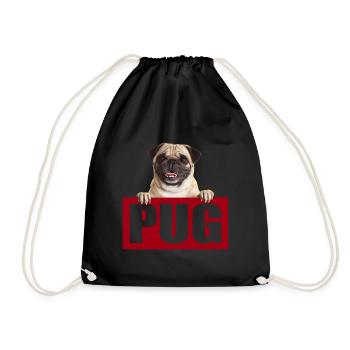 Pug Pug Dog Owner Fashion Dog - Drawstring Bag - black - Front