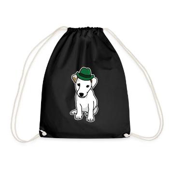 Jack Russell with hat, dog, cartoon, funny, cute - Drawstring Bag - black - Front
