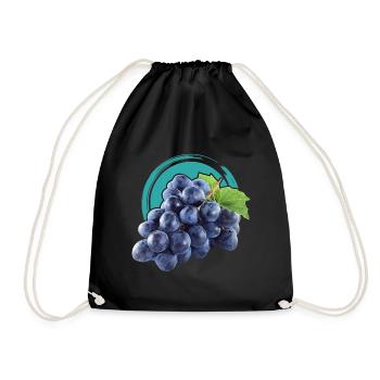 Grapes, fruit, blue, yummy, gift idea - Drawstring Bag - black - Front