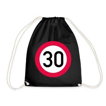 30 ans Attention ! Panneau de signalisation 30 km/h - Sac de sport léger - noir - Devant