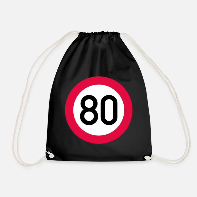 80 ans Attention ! Panneau de signalisation 80 km/h - Sac de sport léger - noir