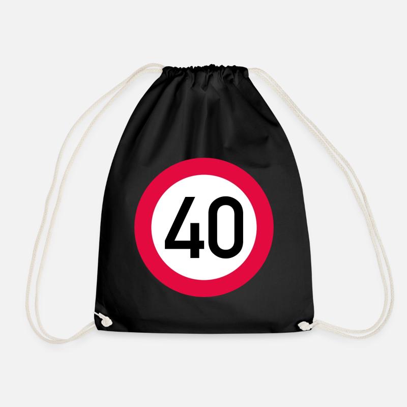 40 ans Attention ! Panneau de signalisation 40 km/h - Sac de sport léger - noir