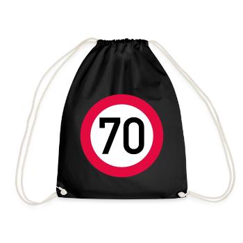 70 ans Attention ! Panneau de signalisation 70 km/h - Sac de sport léger - noir - Devant
