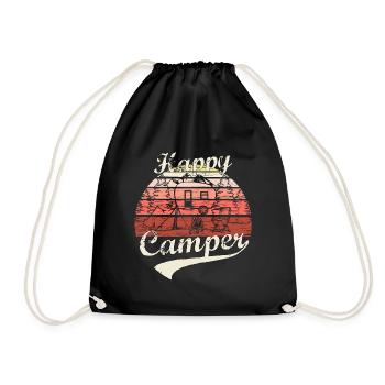 Happy Camper Road Trip Camping Feu de camp cadeau - Sac de sport léger - noir - Devant