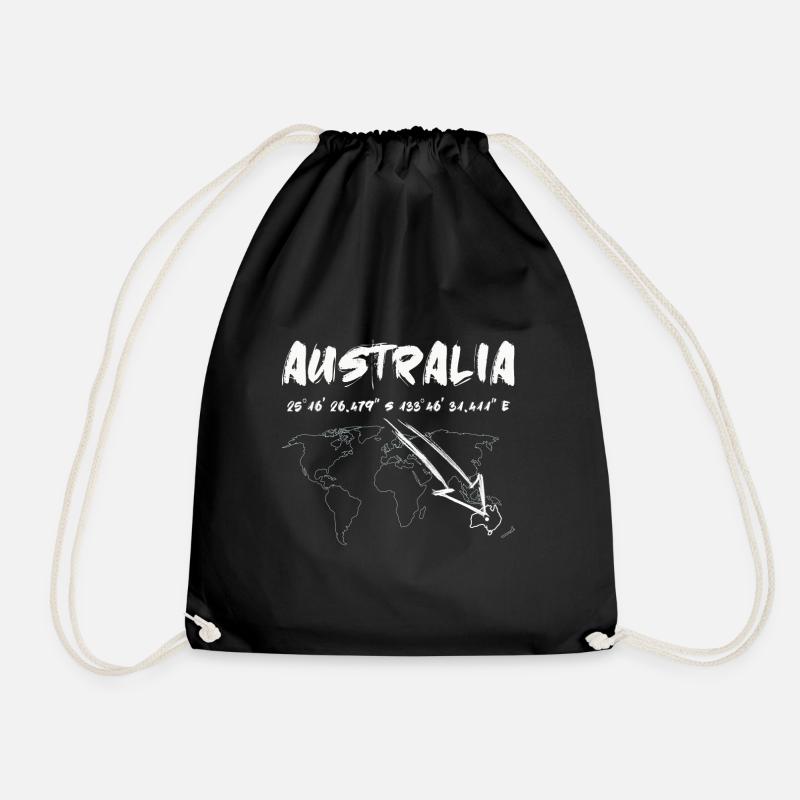 Where is Australia? Funny world travel gift - Drawstring Bag - black