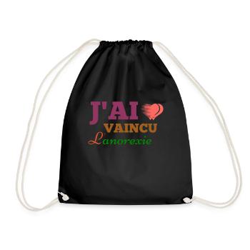Anorexie Shirt • J´ai vaincu l´anorexie • Cadeau - Sac de sport léger - noir - Devant