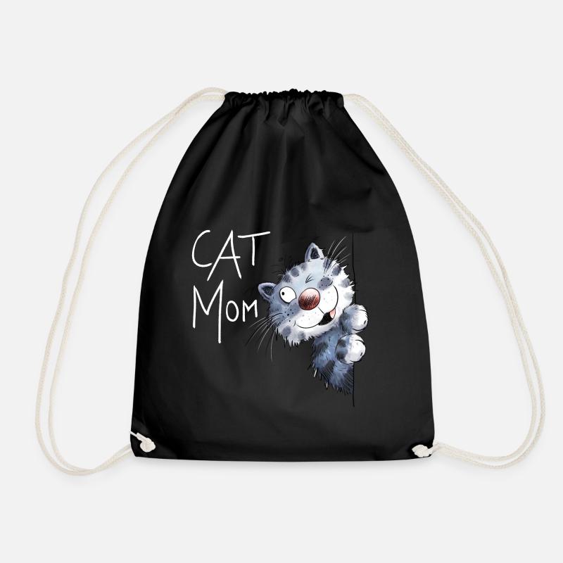 Cats Mum for cat for cats Mum - Drawstring Bag - black