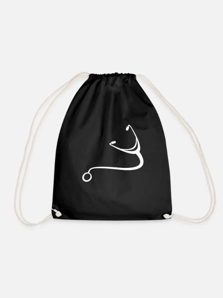 stethoscope - Drawstring Bag - black