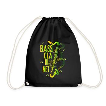 Bass Clarinet Retro Gift Idea - Drawstring Bag - black - Front