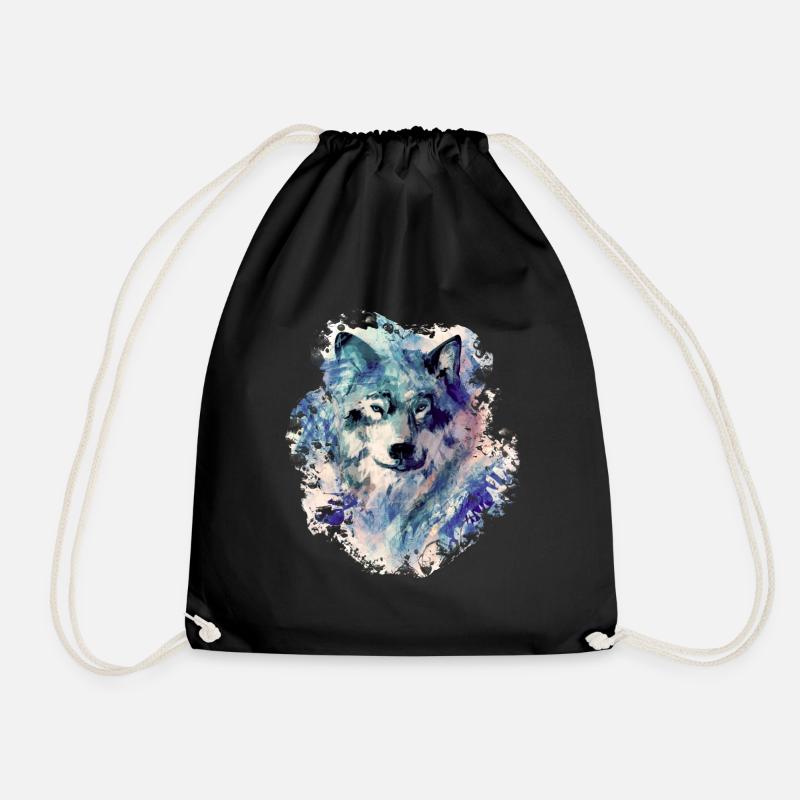 Wolf in the North - Drawstring Bag - black