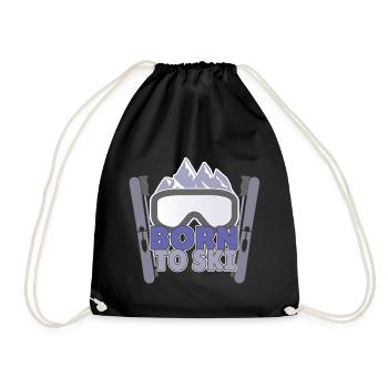 Born To Ski - Drawstring Bag - black - Front