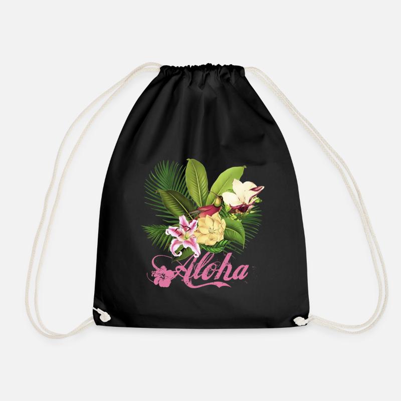 Aloha - Drawstring Bag - black