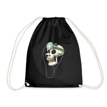 Crâne crâne squelette docteur docteur lampe frontale - Sac de sport léger - noir - Devant
