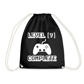 7th birthday gamer - Drawstring Bag - black - Front
