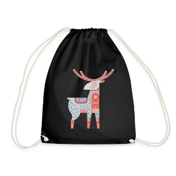 Reindeer Rentier - Turnbeutel - Schwarz - Vorne