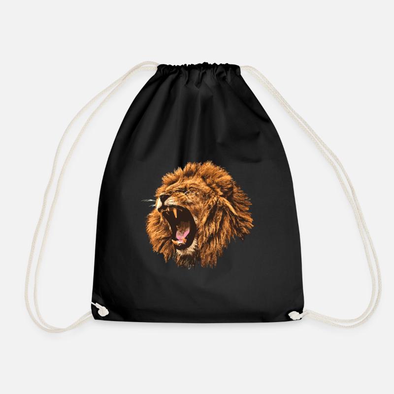 brüllender Löwe Geschenk - Turnbeutel - Schwarz