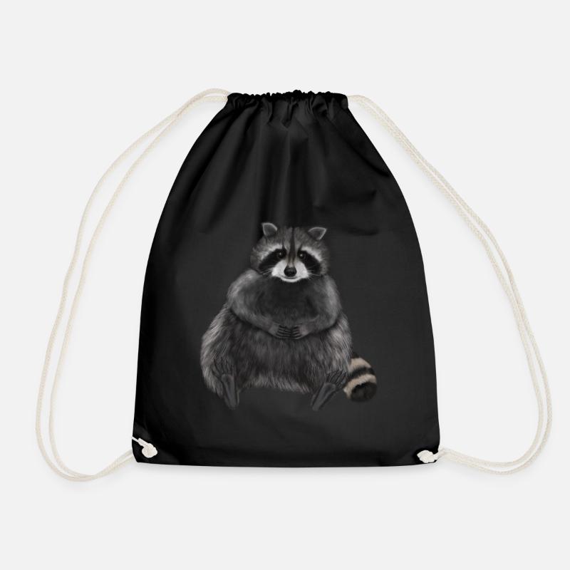 Sitzender entspannter Waschbär - Turnbeutel - Schwarz