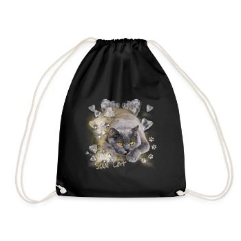 Soul Cat Shirt - Cats Shirt - Drawstring Bag - black - Front